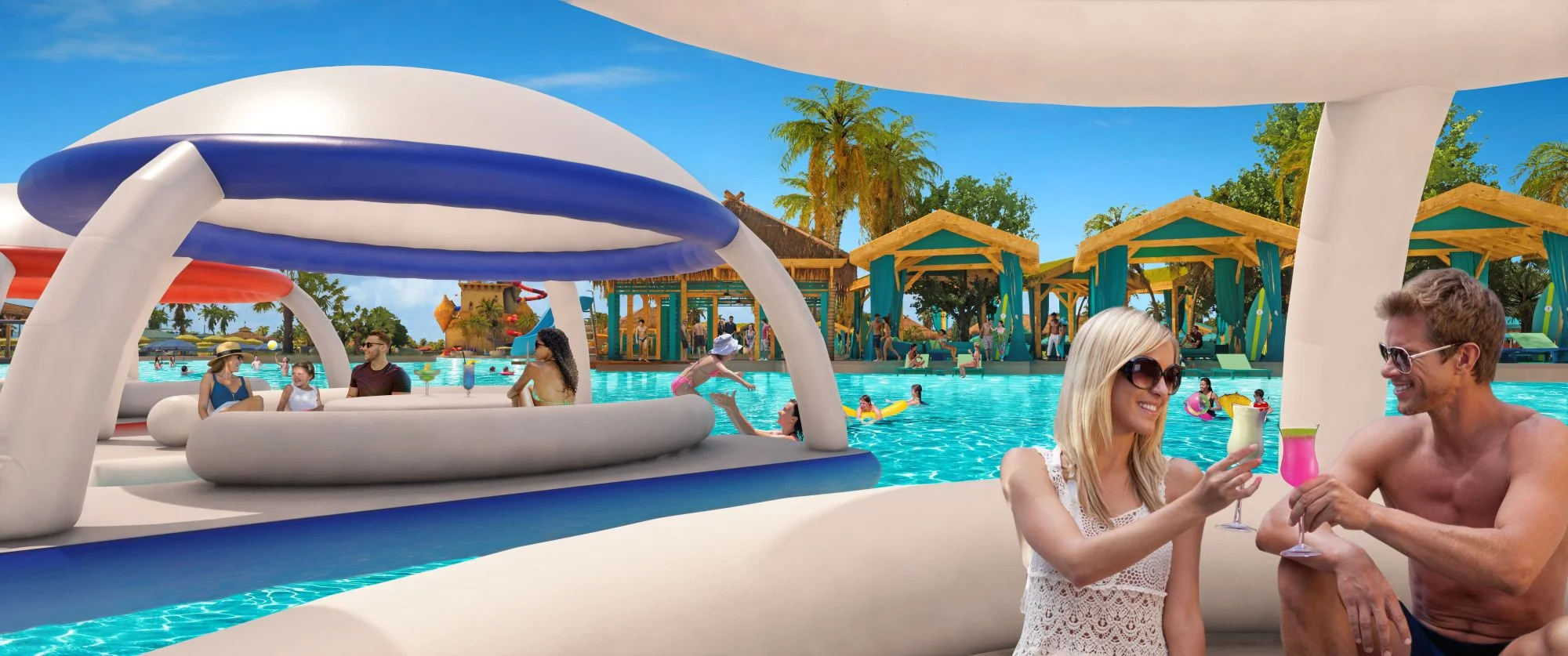 floating aquabanas are comfortable cabanas that are fun for the